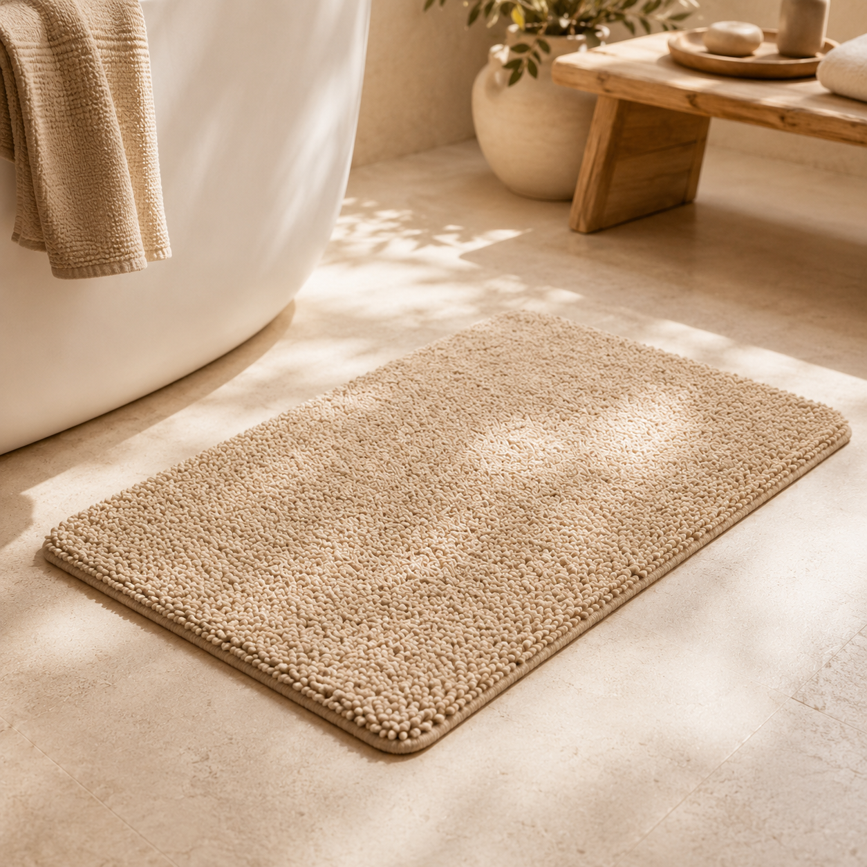 Optidwell™ Cozy Chenille Bathroom Rug with Soft Absorbent Texture